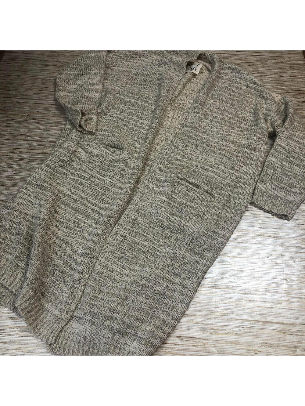1350 Pplaclothing duster cardigan open front sweater OATMEAL sz S